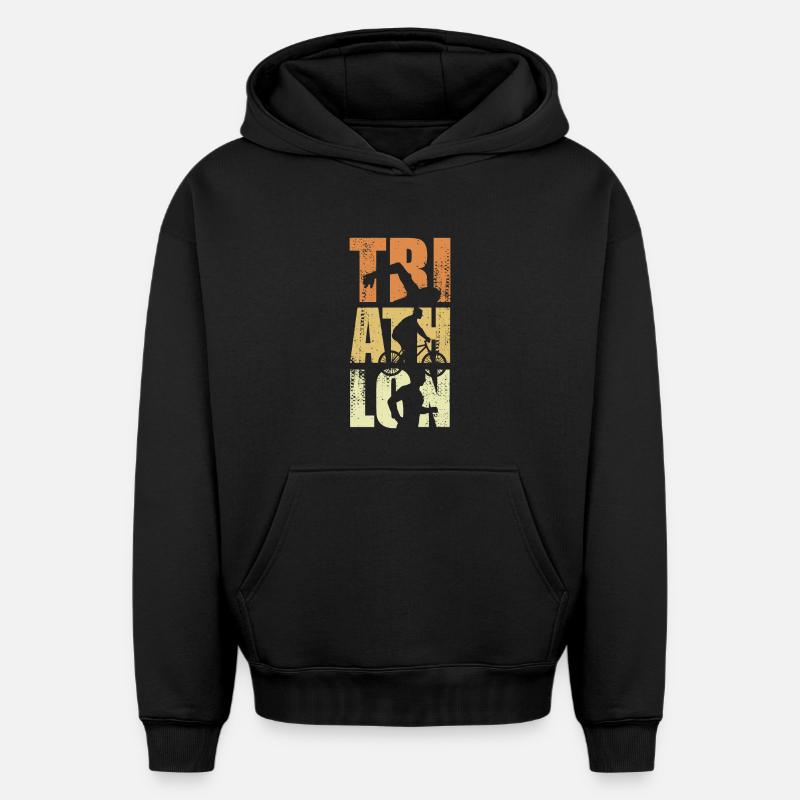 Événement de triathlon amusant - Sweat à capuche unisexe oversize épais SPREAD - noir