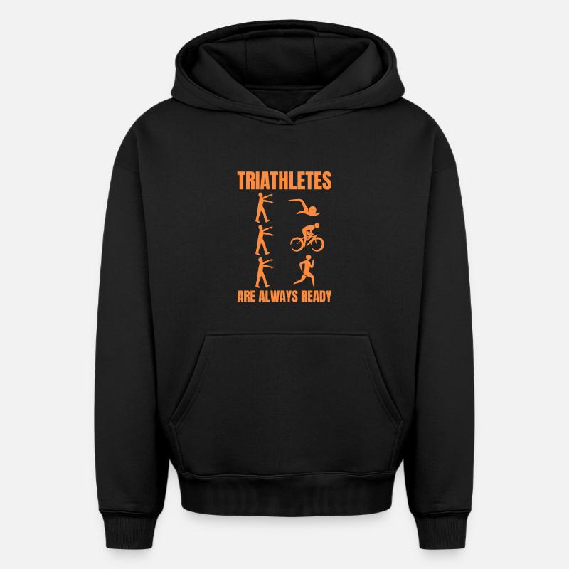 Triathlon amusant - Sweat à capuche unisexe oversize épais SPREAD - noir