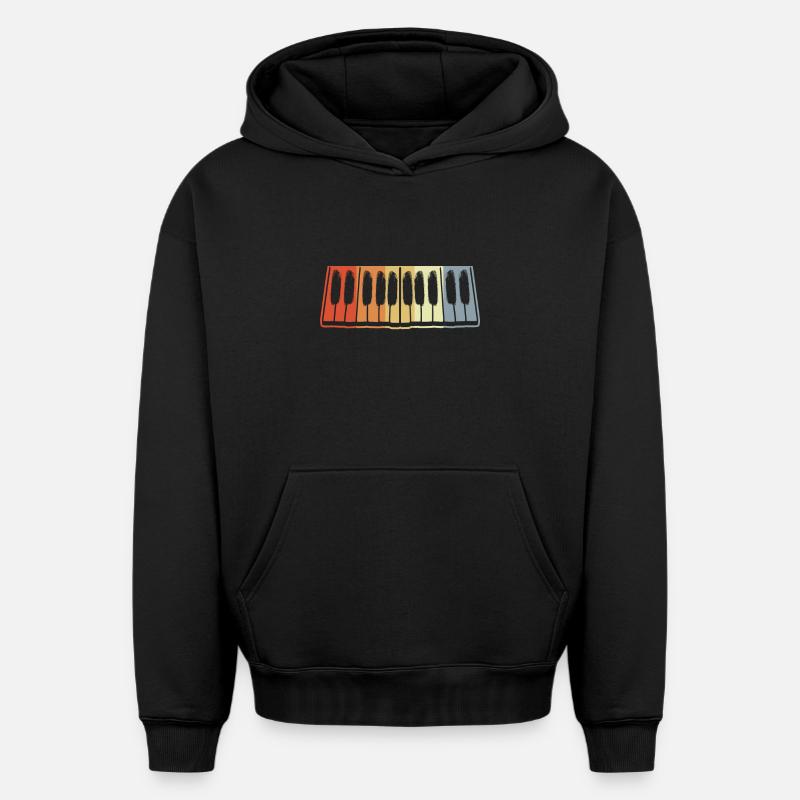 Touches de piano - Sweat à capuche unisexe oversize épais SPREAD - noir