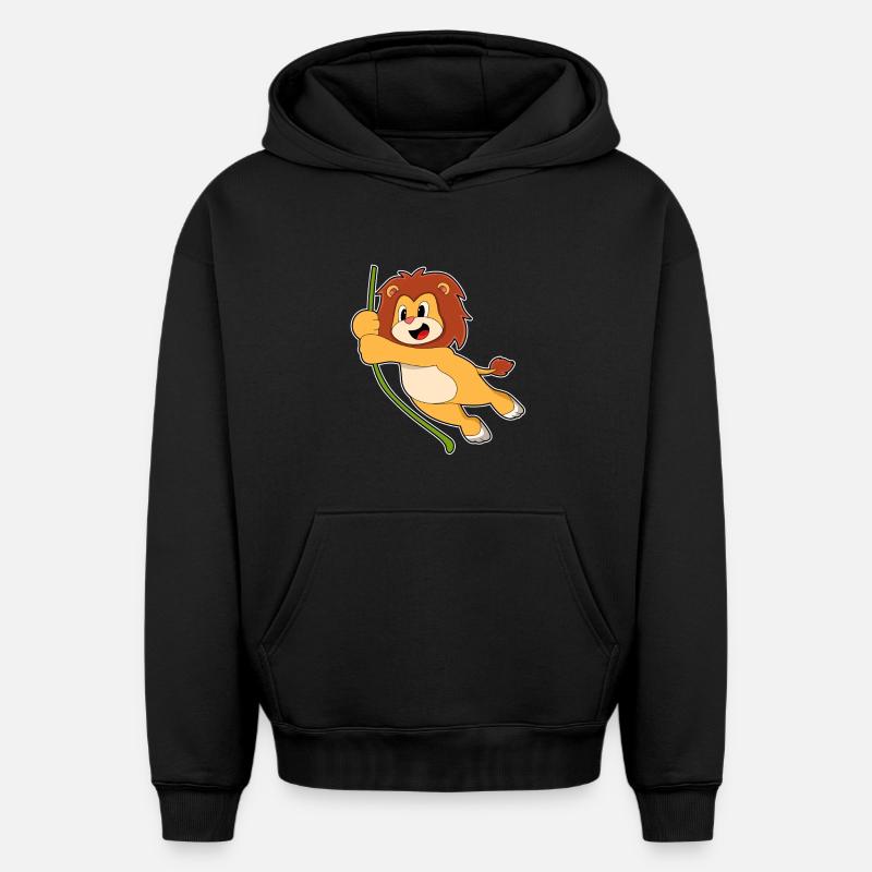Lion Liana Jungle - Sweat à capuche unisexe oversize épais SPREAD - noir