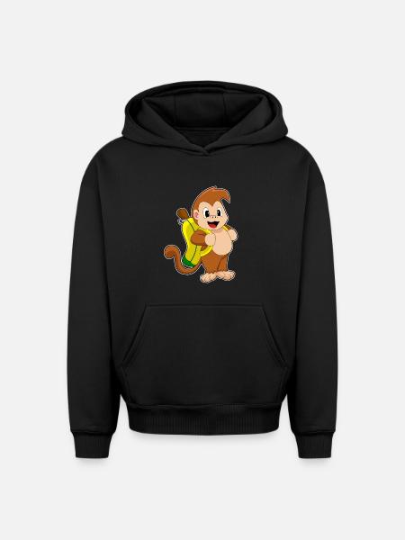 Affe Banane - Oversized Heavyweight Unisex Hoodie - Schwarz