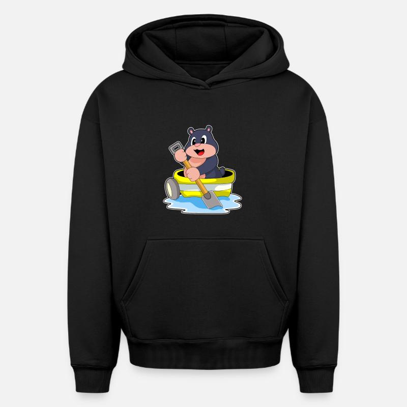 Petite Bateau Mole - Sweat à capuche unisexe oversize épais SPREAD - noir