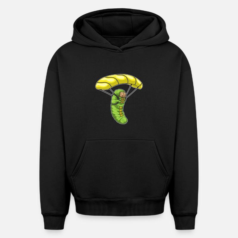 Caterpillar Parachute - Sweat à capuche unisexe oversize épais SPREAD - noir