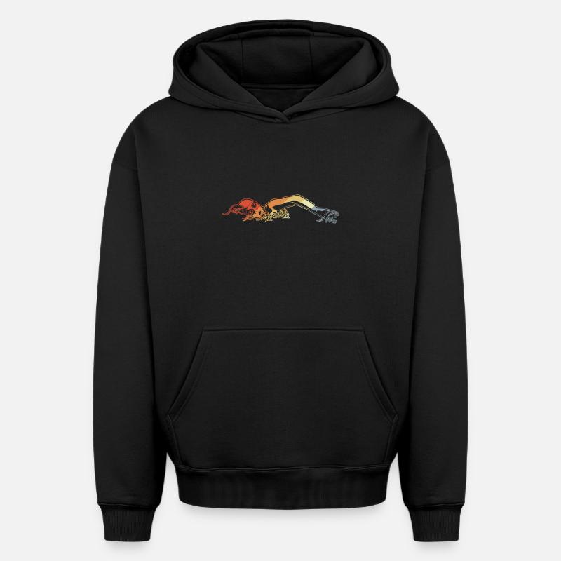 Nageurs - Sweat à capuche unisexe oversize épais SPREAD - noir