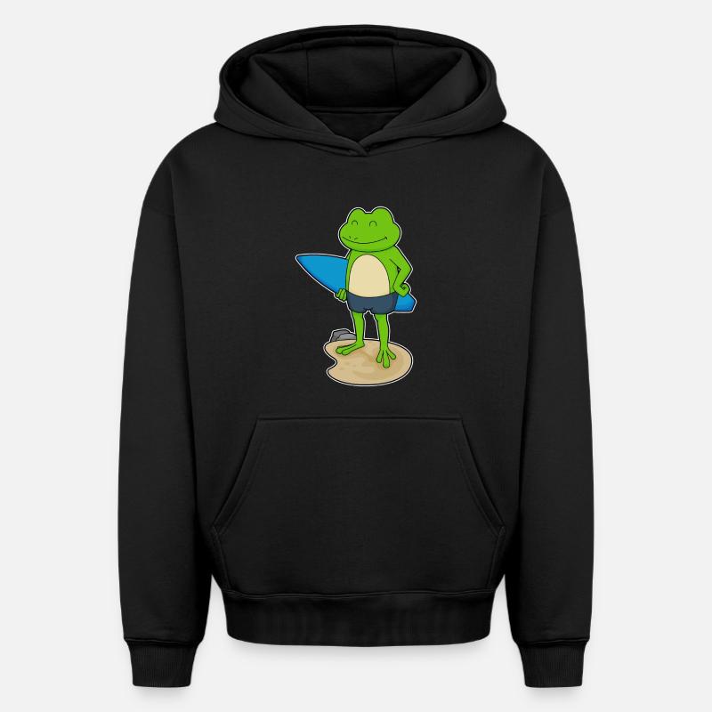 Surf Surf Surf Summer - Sweat à capuche unisexe oversize épais SPREAD - noir