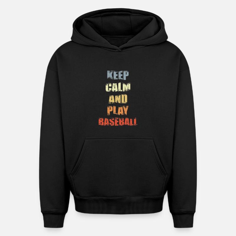 Slogan du baseball - Sweat à capuche unisexe oversize épais SPREAD - noir