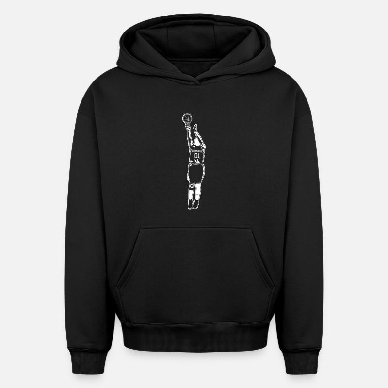 Basketteur - Sweat à capuche unisexe oversize épais SPREAD - noir