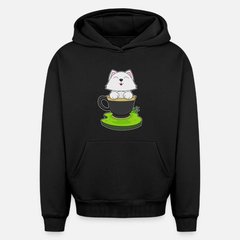 Coupe Cat - Sweat à capuche unisexe oversize épais SPREAD - noir