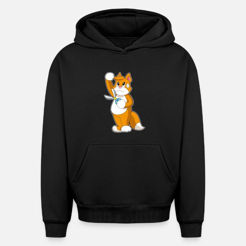Cat Coiffeur Ciseaux - Sweat à capuche unisexe oversize épais SPREAD - noir