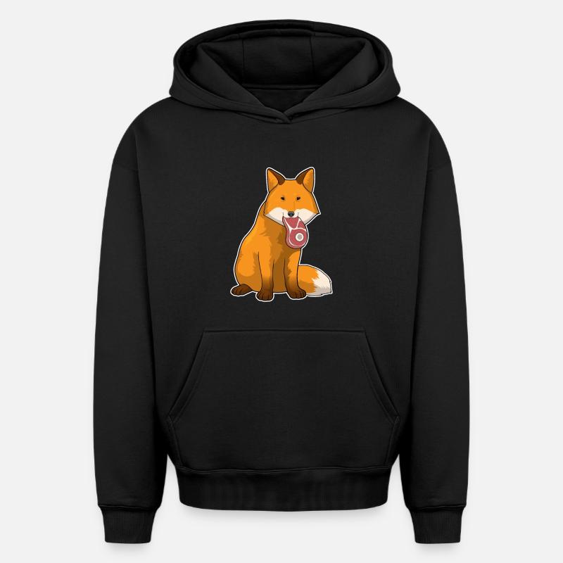 Fuchs Fleisch - Oversized Heavyweight Unisex Hoodie - Schwarz
