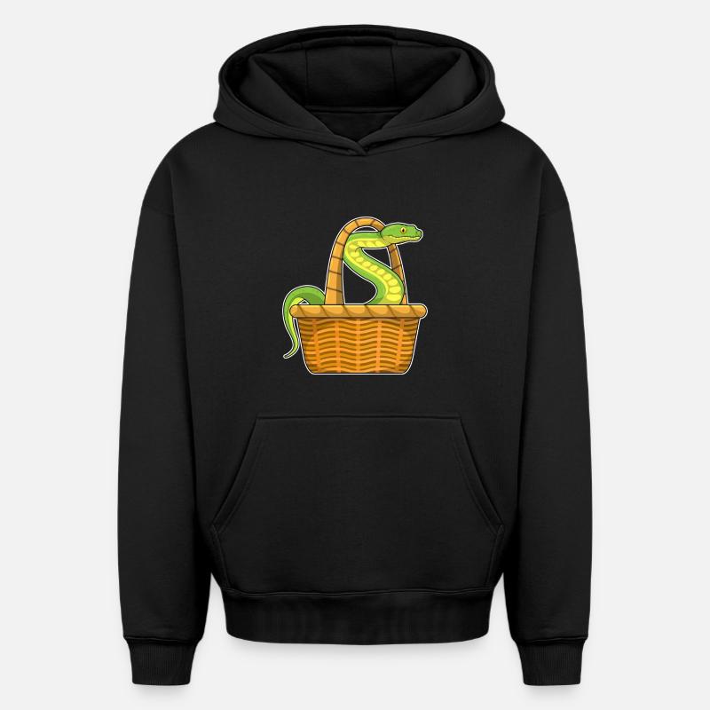 Panier serpent - Sweat à capuche unisexe oversize épais SPREAD - noir