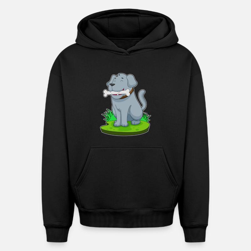 Os de chien - Sweat à capuche unisexe oversize épais SPREAD - noir