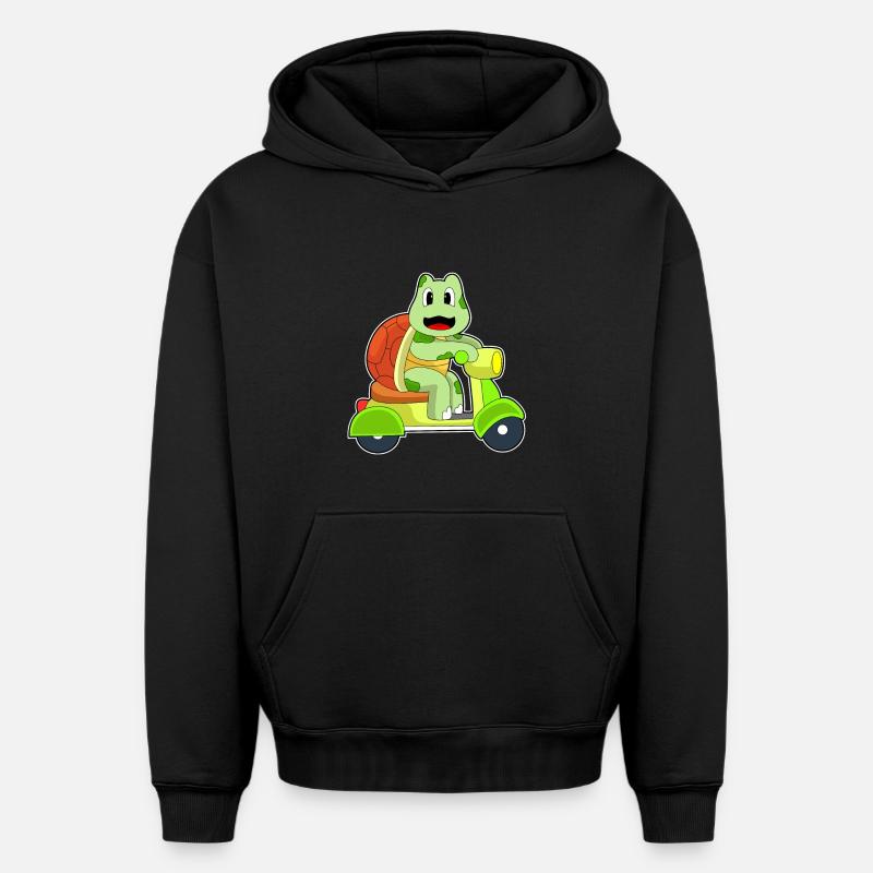 Turtle Scooter - Sweat à capuche unisexe oversize épais SPREAD - noir