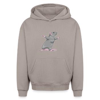 Gymnastique de fitness Rat Yoga - Sweat à capuche unisexe oversize épais SPREAD - taupe - Devant - AI Model Female 172 light (172cm) & AI Model Male 185 light (185cm)