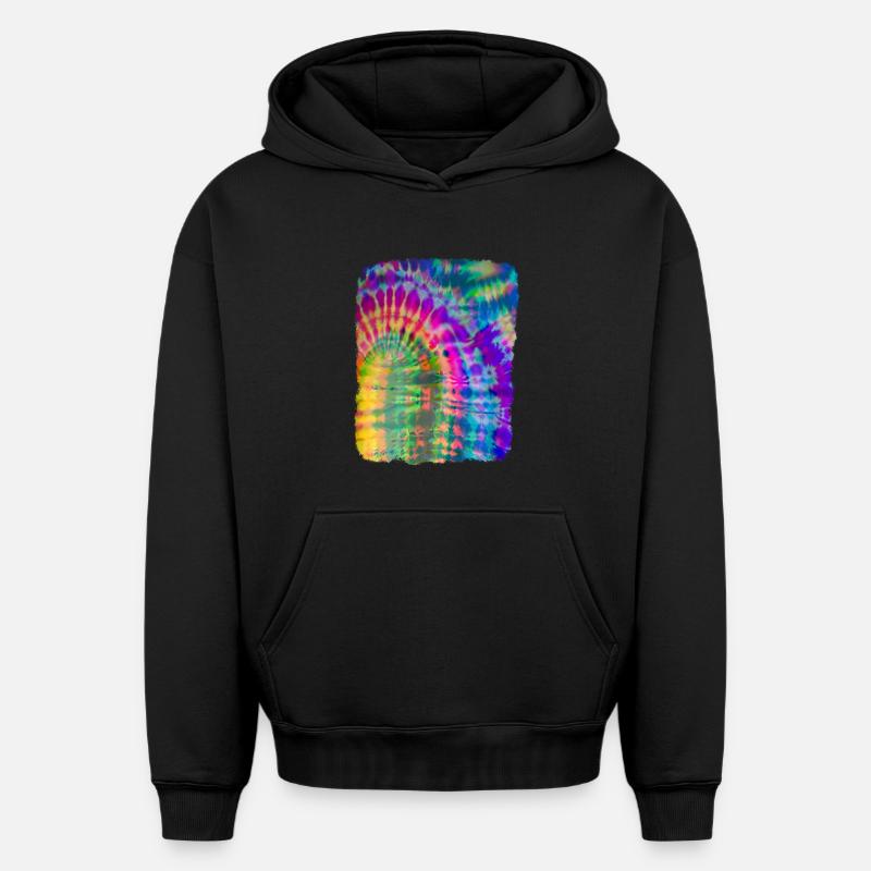 Tie Dye Batik - Sweat à capuche unisexe oversize épais SPREAD - noir