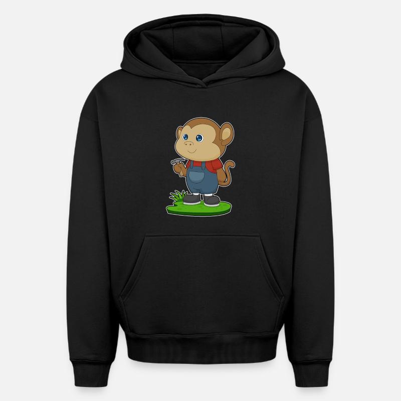 Marteau artisanal singe - Sweat à capuche unisexe oversize épais SPREAD - noir