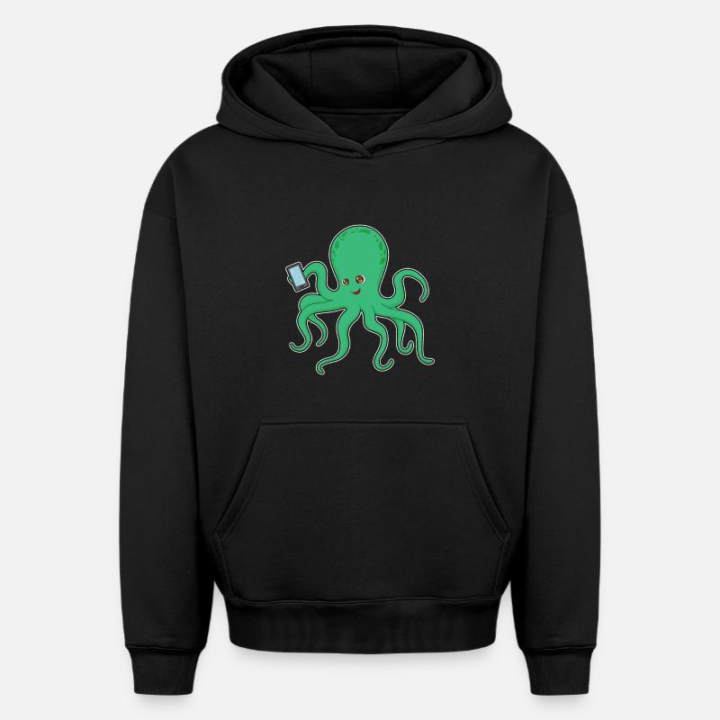 Octopus Mobile - Sweat à capuche unisexe oversize épais SPREAD - noir