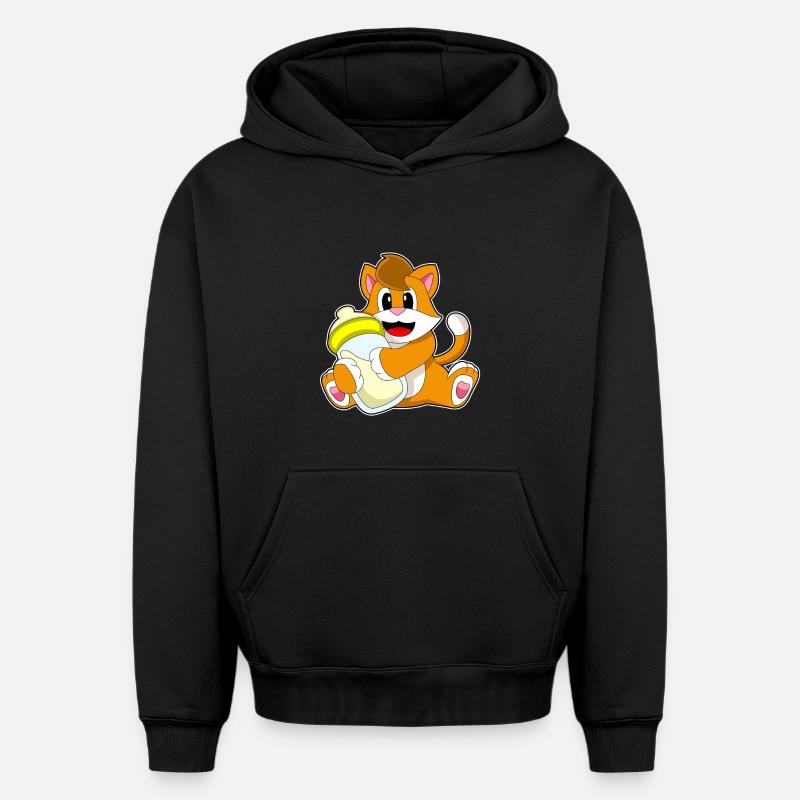Lait biberon pour chat - Sweat à capuche unisexe oversize épais SPREAD - noir