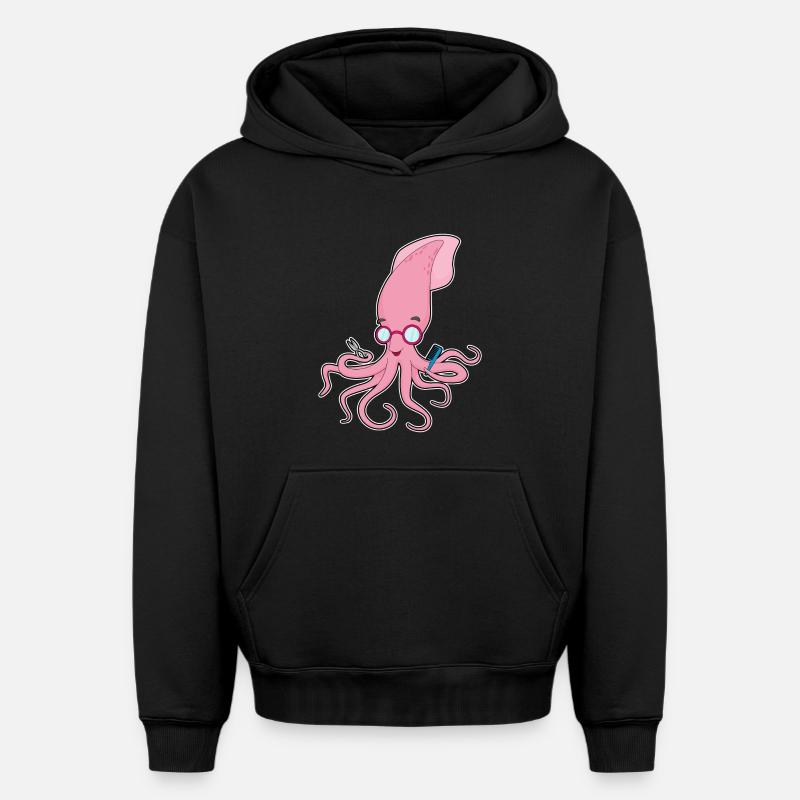 Calmar Coiffeur Ciseaux - Sweat à capuche unisexe oversize épais SPREAD - noir