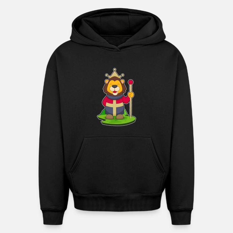 Couronne du roi Léo - Sweat à capuche unisexe oversize épais SPREAD - noir