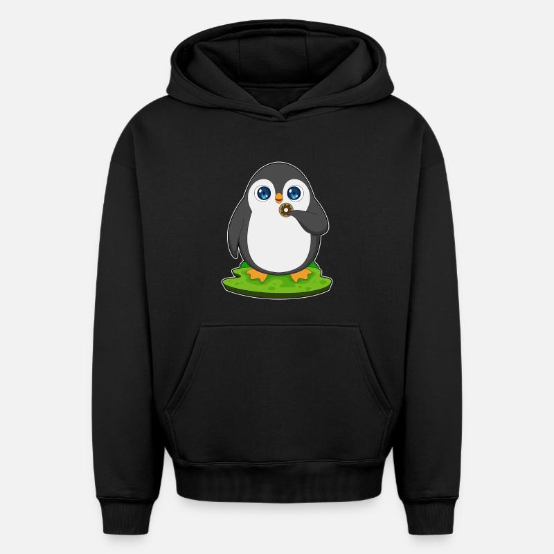 Donut pingouin - Sweat à capuche unisexe oversize épais SPREAD - noir