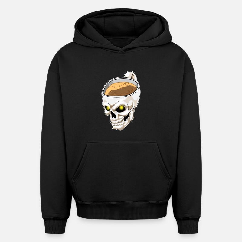 Tasse de café Skull - Sweat à capuche unisexe oversize épais SPREAD - noir