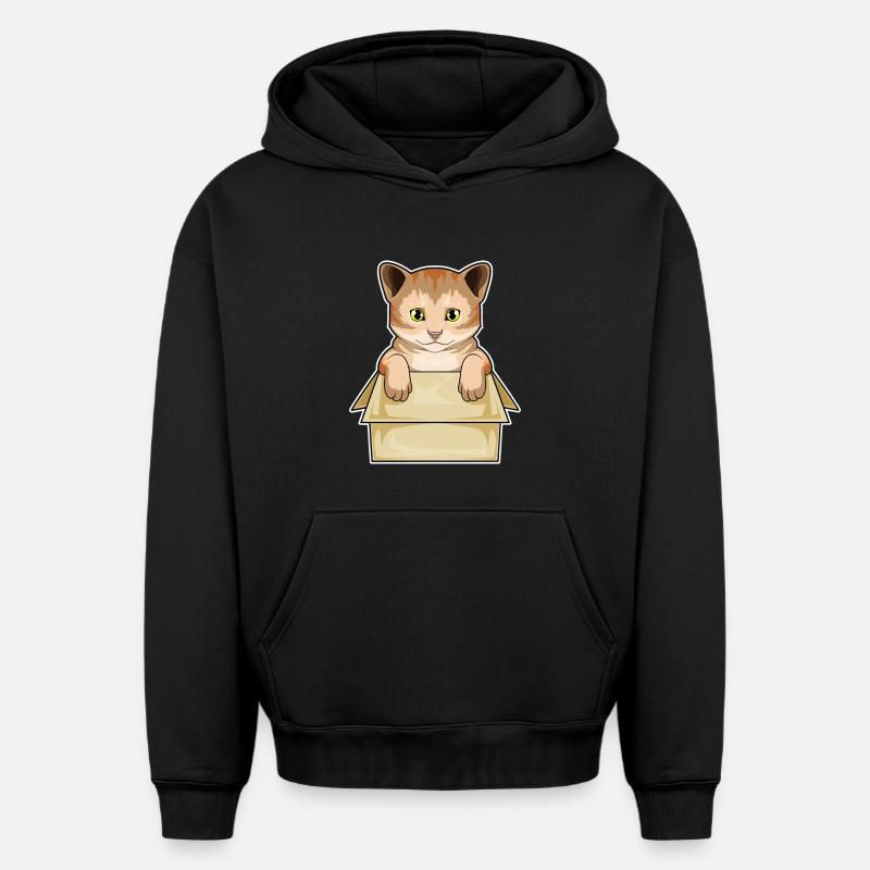 Cat Box - Sweat à capuche unisexe oversize épais SPREAD - noir
