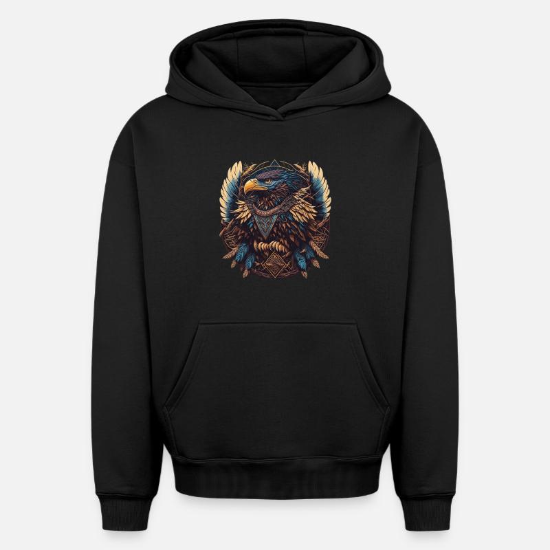 Attrape-rêves d’aigle - Sweat à capuche unisexe oversize épais SPREAD - noir