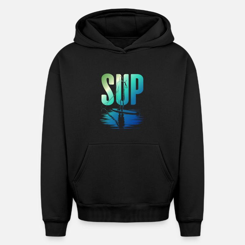 SUP - Sweat à capuche unisexe oversize épais SPREAD - noir