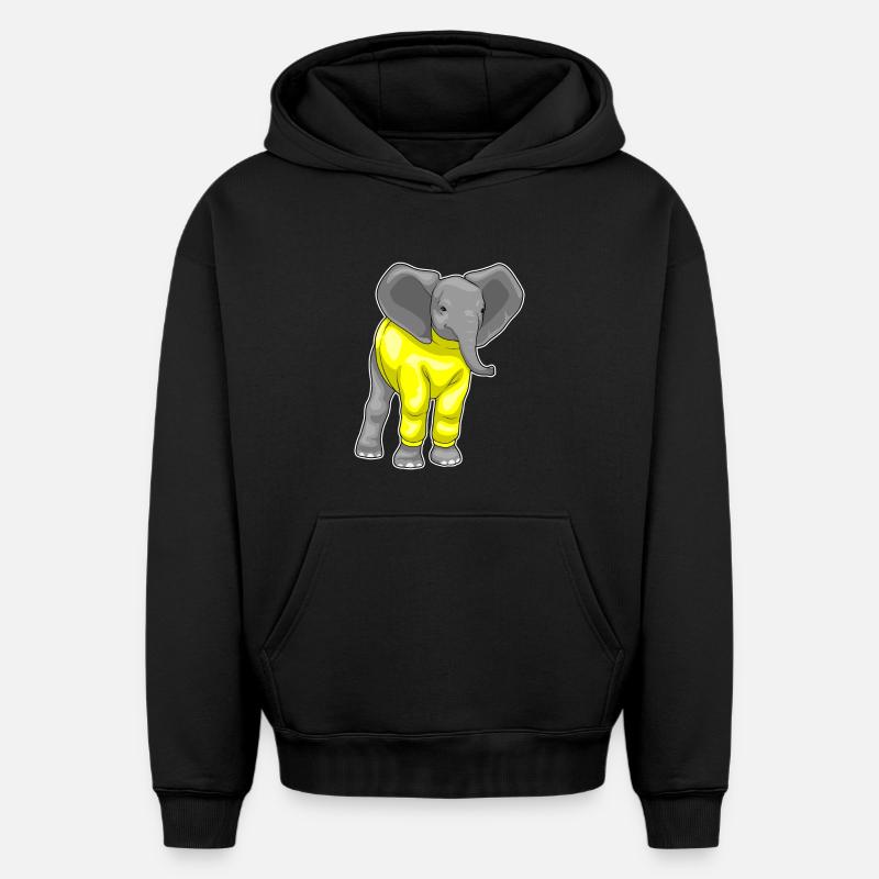Elefant Winter Pullover - Oversized Heavyweight Unisex Hoodie - Schwarz