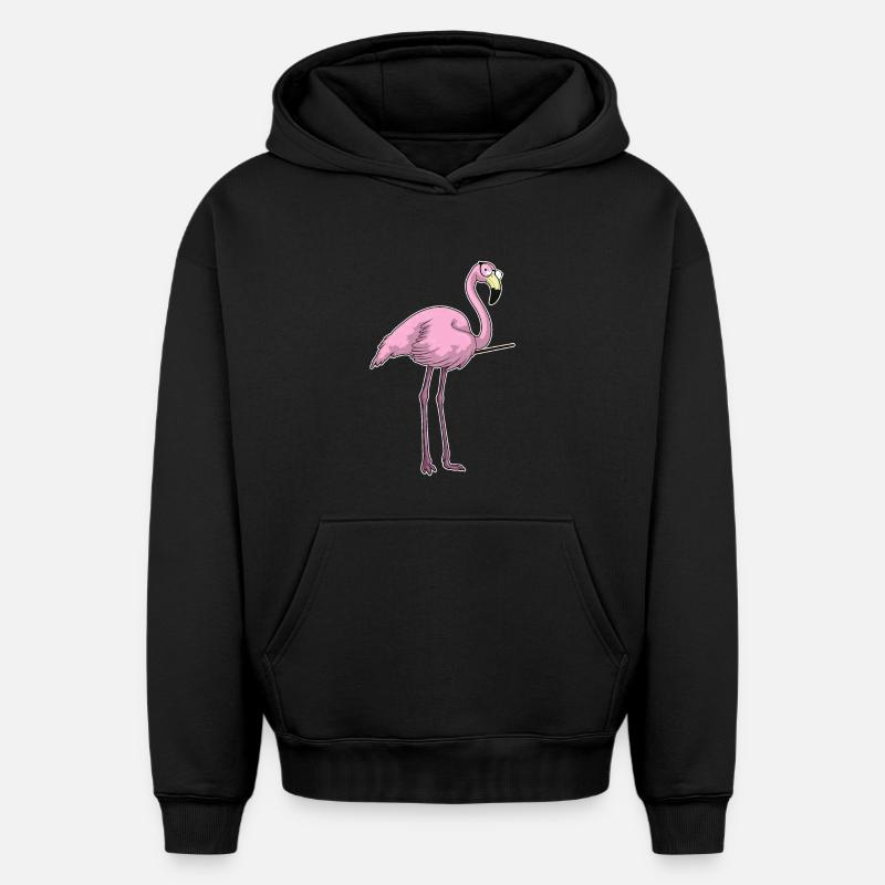 Flamingo Teacher Pointer - Sweat à capuche unisexe oversize épais SPREAD - noir
