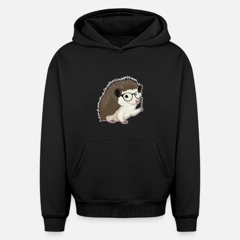 Pointeur d’enseignant hérisson - Sweat à capuche unisexe oversize épais SPREAD - noir