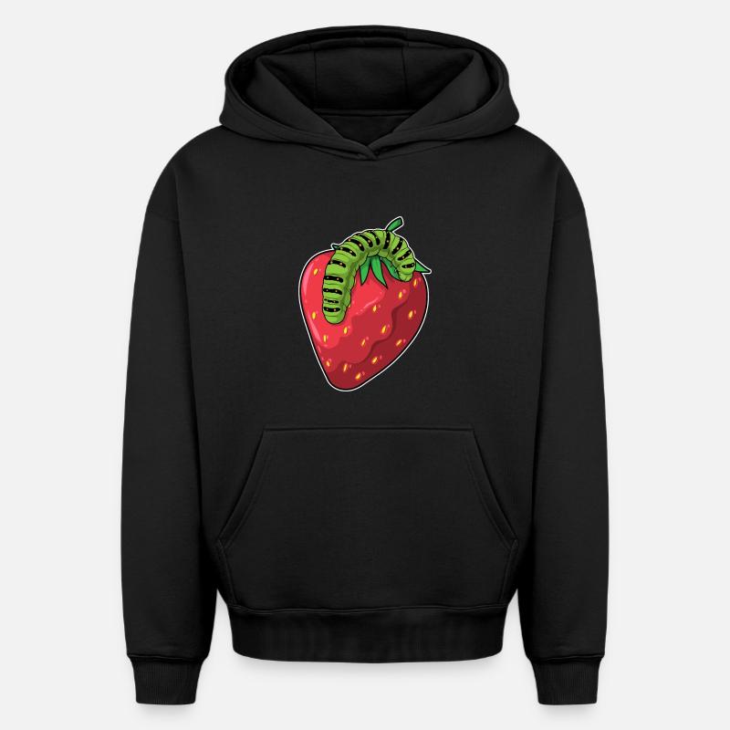 Fraise chenille - Sweat à capuche unisexe oversize épais SPREAD - noir