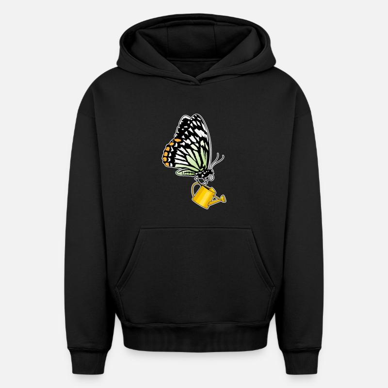Arrosoir à papillons - Sweat à capuche unisexe oversize épais SPREAD - noir
