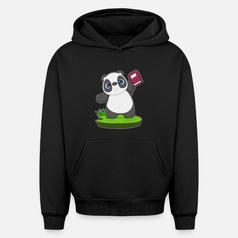 Livre Panda - Sweat à capuche unisexe oversize épais SPREAD - noir