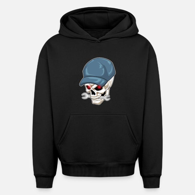 Clé Skull Craftsman - Sweat à capuche unisexe oversize épais SPREAD - noir