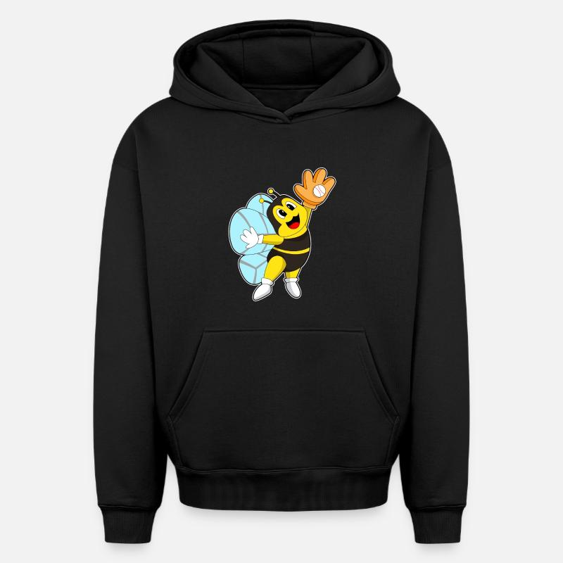 Gant de baseball Bee Baseball - Sweat à capuche unisexe oversize épais SPREAD - noir