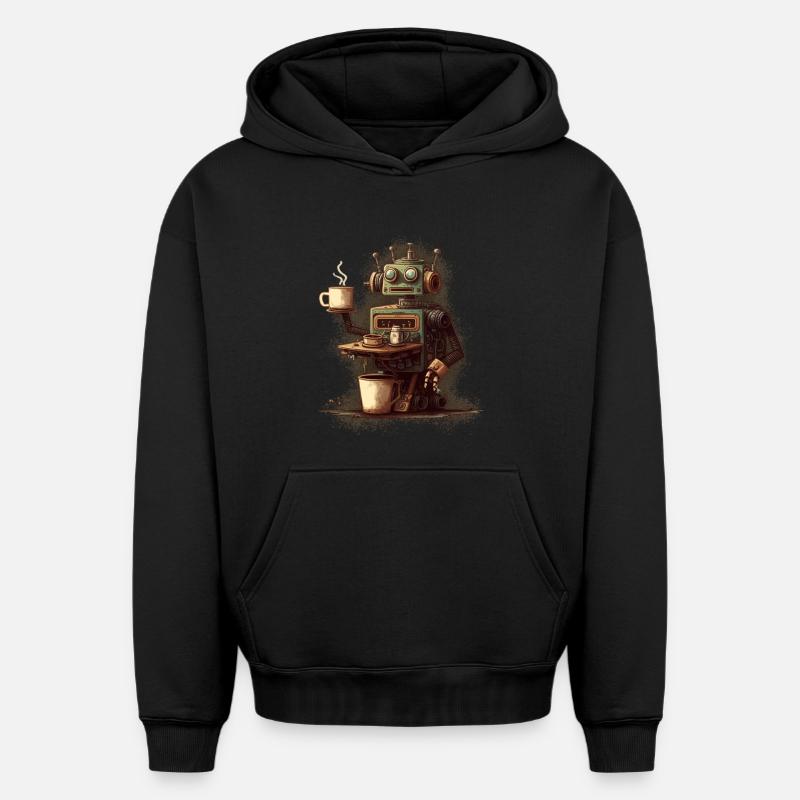Robot de cuisson du café - Sweat à capuche unisexe oversize épais SPREAD - noir