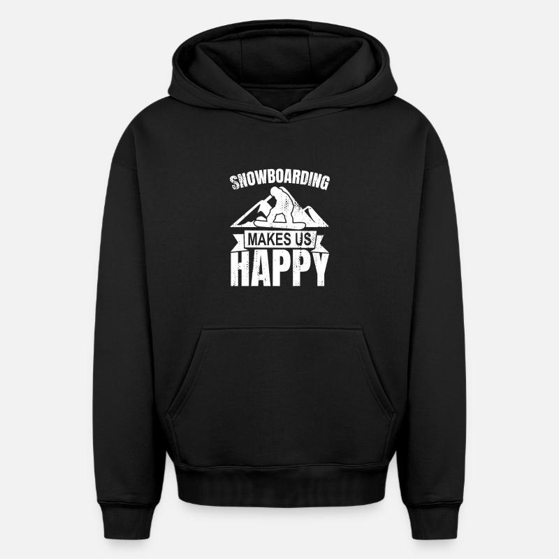 Slogan snowboard - Sweat à capuche unisexe oversize épais SPREAD - noir
