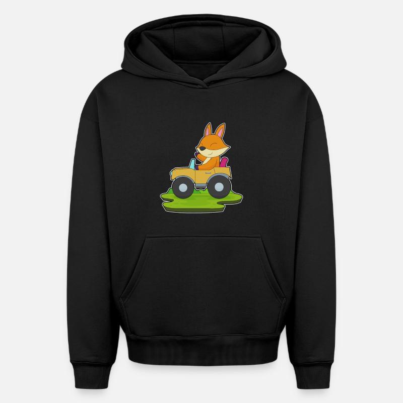 Fuchs Auto - Sweat à capuche unisexe oversize épais SPREAD - noir