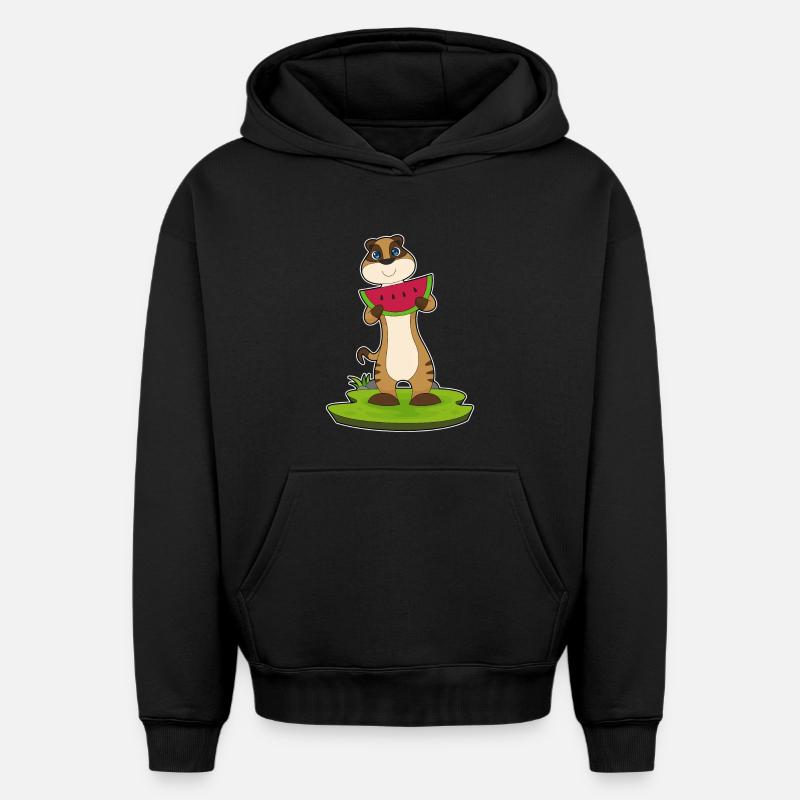 Suricate fruit de pastèque - Sweat à capuche unisexe oversize épais SPREAD - noir