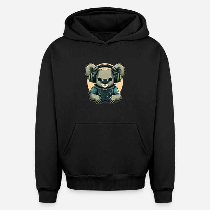 Koala ours avec Walkman - Sweat à capuche unisexe oversize épais SPREAD - noir