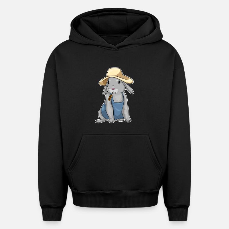 Blé éleveur de lapins - Sweat à capuche unisexe oversize épais SPREAD - noir