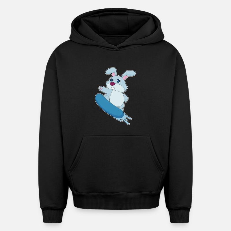 Rabbit Snowboarder Snowboard - Sweat à capuche unisexe oversize épais SPREAD - noir