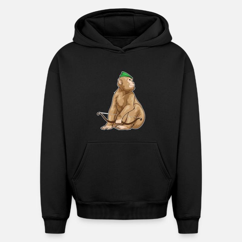 Arc Monkey Archer - Sweat à capuche unisexe oversize épais SPREAD - noir