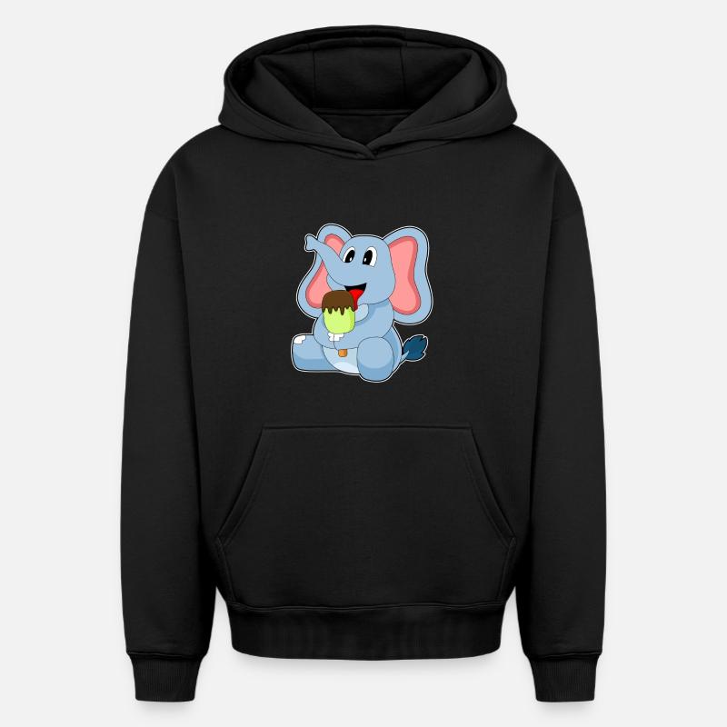 Popsicles d’éléphant - Sweat à capuche unisexe oversize épais SPREAD - noir