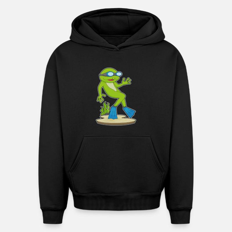 Plongeon de plongée de nage - Sweat à capuche unisexe oversize épais SPREAD - noir