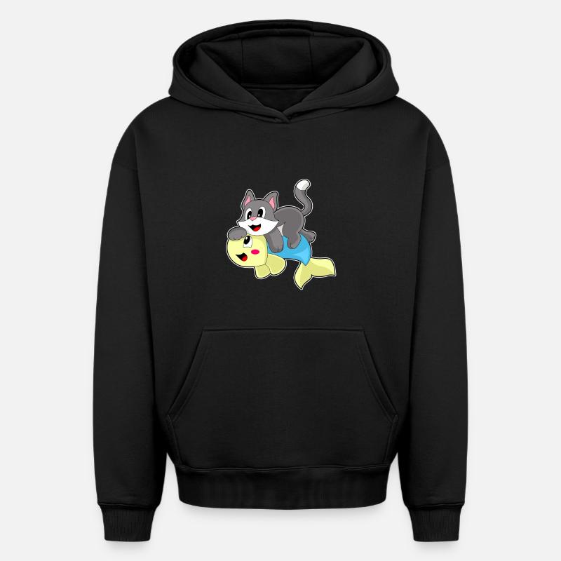 Poisson-chat - Sweat à capuche unisexe oversize épais SPREAD - noir