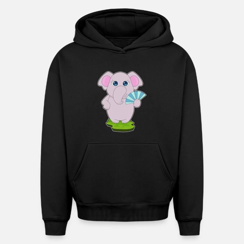 Éventail de main d’éléphant - Sweat à capuche unisexe oversize épais SPREAD - noir
