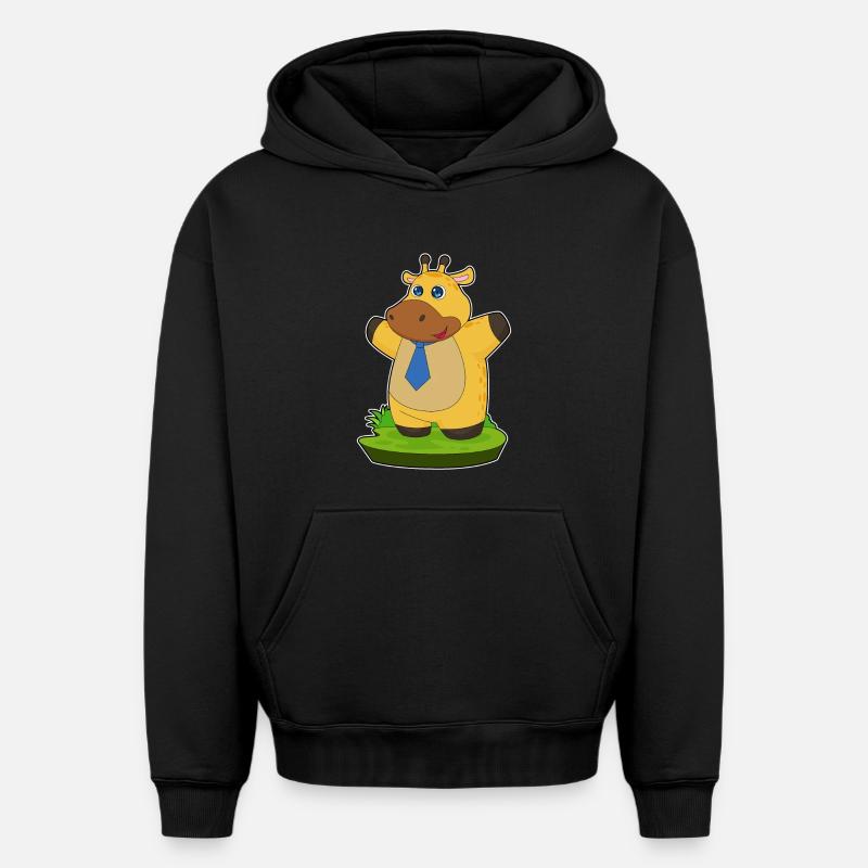 Cravate de gentleman girafe - Sweat à capuche unisexe oversize épais SPREAD - noir